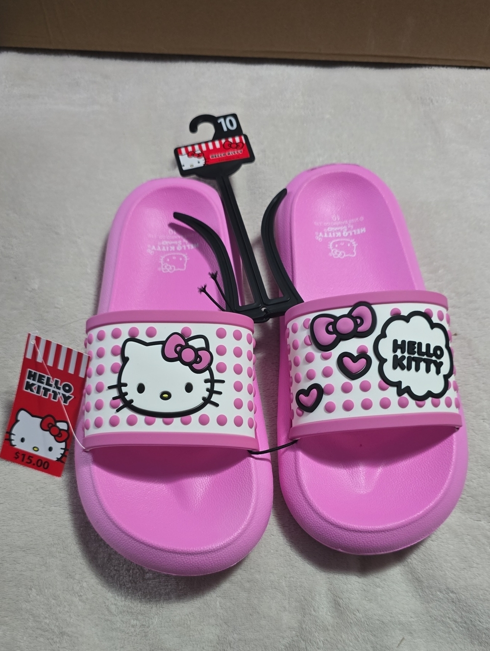 Hello Kitty Pink Girls Slide Sandals with Character Bubbles